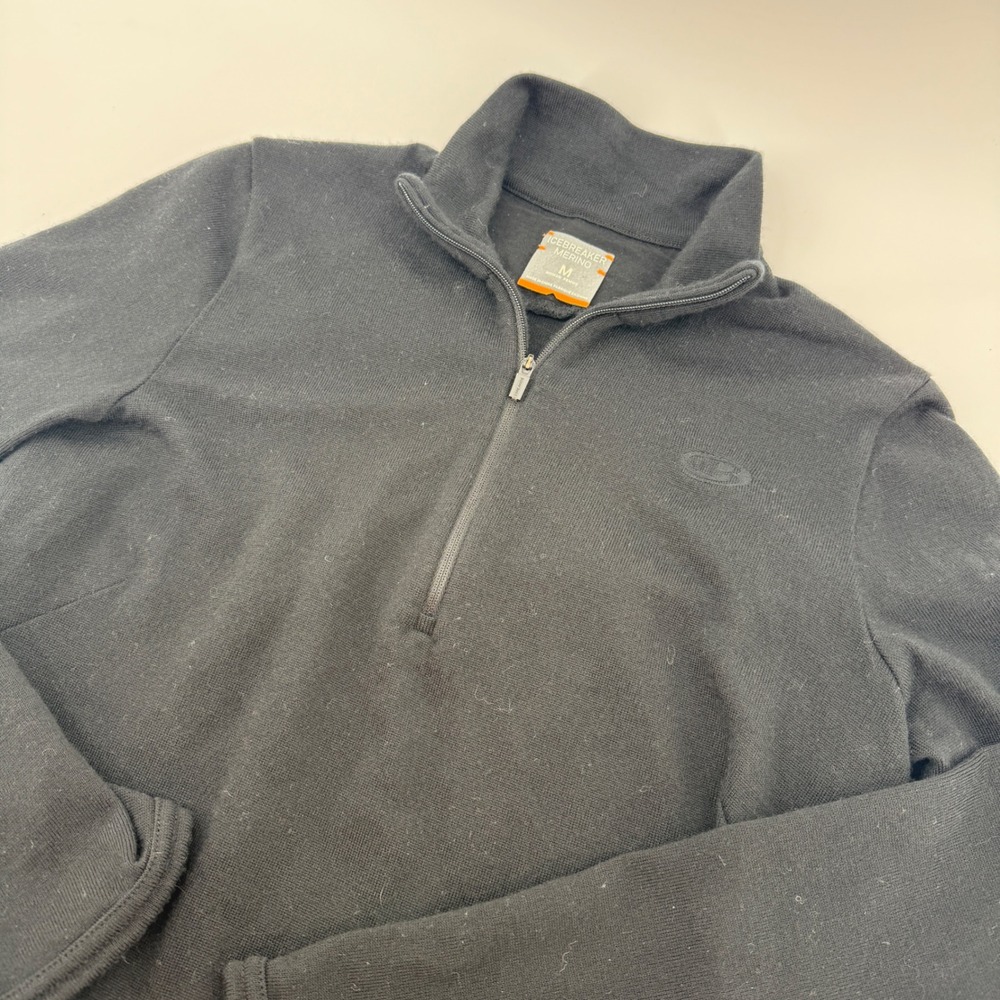Icebreaker Merino Womens‎ Black Quarter Zip Pullover Base Layer Sweater Size M